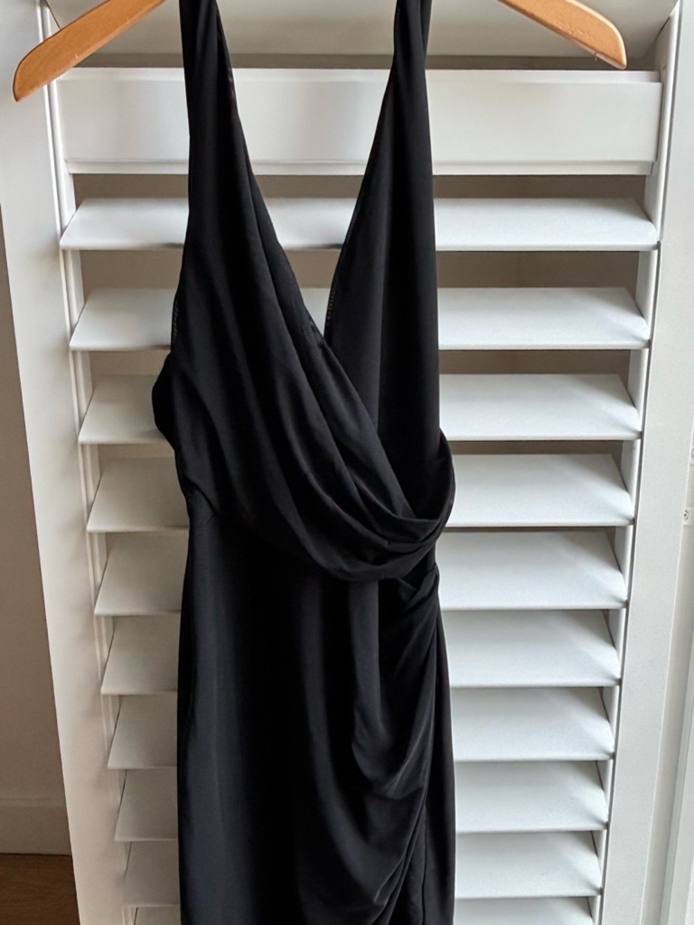 Amazon Black halter Draped Evening Dress